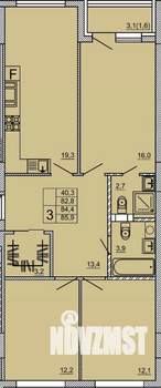 3-к квартира, строящийся дом, 86м2, 5/9 этаж