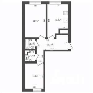 2-к квартира, вторичка, 67м2, 1/10 этаж