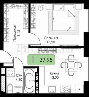 1-к квартира, вторичка, 40м2, 5/5 этаж