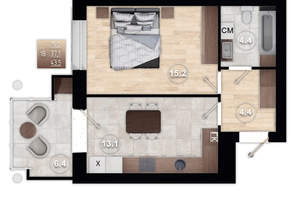 1-к квартира, вторичка, 44м2, 3/4 этаж