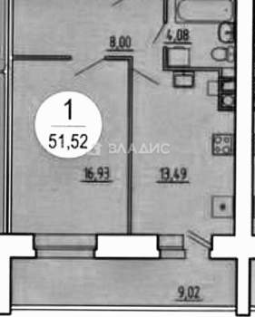 1-к квартира, вторичка, 52м2, 1/11 этаж