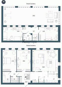 4-к квартира, вторичка, 206м2, 16/16 этаж