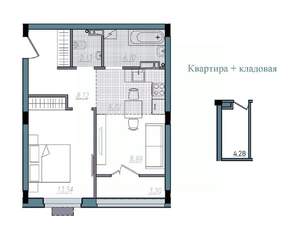 2-к квартира, строящийся дом, 47м2, 7/14 этаж