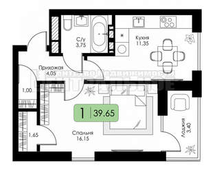 1-к квартира, вторичка, 40м2, 7/15 этаж