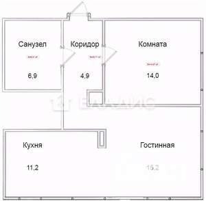 2-к квартира, вторичка, 56м2, 3/5 этаж