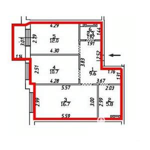 2-к квартира, строящийся дом, 61м2, 12/16 этаж
