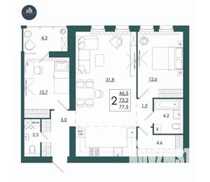 2-к квартира, строящийся дом, 78м2, 11/16 этаж