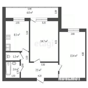 2-к квартира, вторичка, 47м2, 3/10 этаж