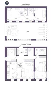 3-к квартира, строящийся дом, 156м2, 16/16 этаж