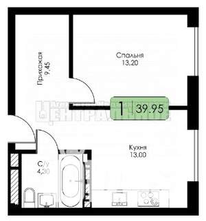 1-к квартира, вторичка, 40м2, 5/5 этаж
