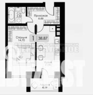 1-к квартира, вторичка, 39м2, 2/10 этаж
