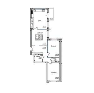 3-к квартира, строящийся дом, 87м2, 13/16 этаж