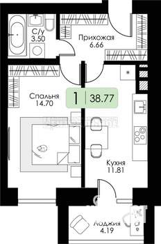 1-к квартира, сданный дом, 39м2, 10/10 этаж