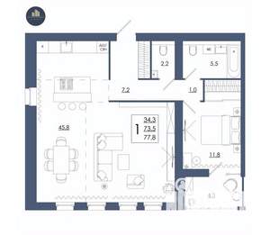 1-к квартира, строящийся дом, 78м2, 15/16 этаж