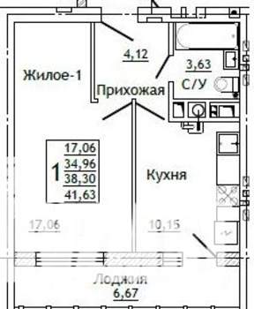 1-к квартира, строящийся дом, 42м2, 5/10 этаж