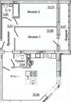 2-к квартира, строящийся дом, 86м2, 4/10 этаж
