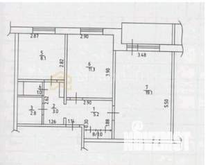 2-к квартира, вторичка, 52м2, 1/9 этаж