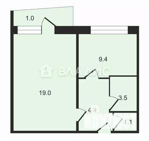 1-к квартира, вторичка, 38м2, 8/9 этаж