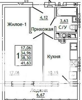 1-к квартира, строящийся дом, 42м2, 8/10 этаж