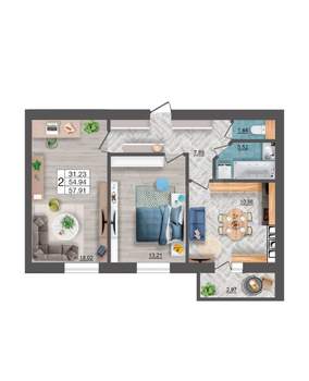 2-к квартира, вторичка, 59м2, 8/11 этаж