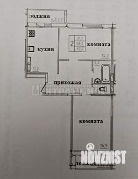 2-к квартира, вторичка, 62м2, 1/10 этаж