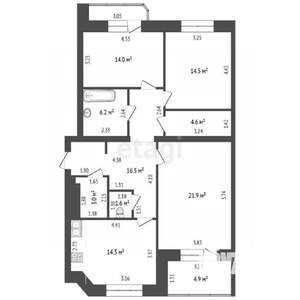 3-к квартира, вторичка, 97м2, 2/5 этаж
