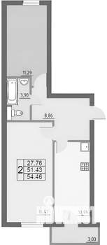 2-к квартира, вторичка, 55м2, 8/10 этаж