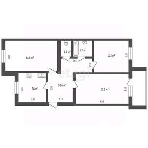 3-к квартира, вторичка, 62м2, 6/6 этаж
