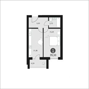 1-к квартира, строящийся дом, 40м2, 10/10 этаж