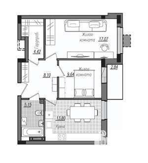 2-к квартира, строящийся дом, 61м2, 5/16 этаж