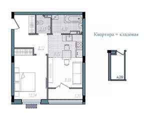 2-к квартира, строящийся дом, 47м2, 12/14 этаж