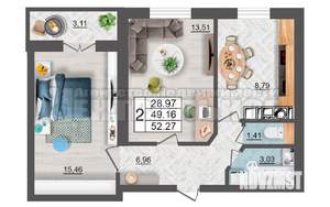 2-к квартира, вторичка, 52м2, 7/10 этаж