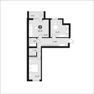 3-к квартира, строящийся дом, 69м2, 3/10 этаж