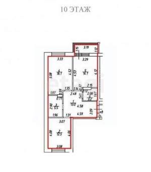 2-к квартира, вторичка, 64м2, 10/16 этаж