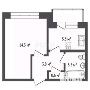 1-к квартира, вторичка, 30м2, 7/9 этаж