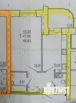 1-к квартира, сданный дом, 47м2, 1/10 этаж
