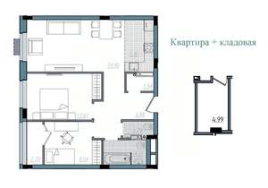 3-к квартира, строящийся дом, 68м2, 5/14 этаж