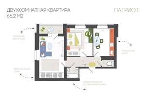 2-к квартира, строящийся дом, 66м2, 10/10 этаж