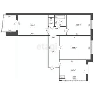 3-к квартира, вторичка, 64м2, 7/9 этаж