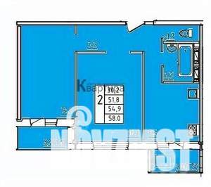 2-к квартира, вторичка, 55м2, 8/10 этаж