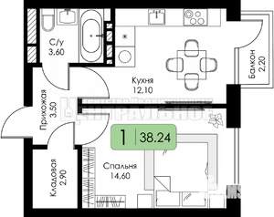 1-к квартира, вторичка, 38м2, 5/5 этаж