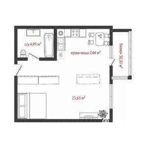 Студия квартира, сданный дом, 38м2, 5/16 этаж