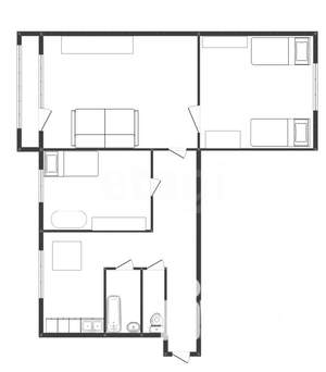 3-к квартира, вторичка, 58м2, 3/5 этаж