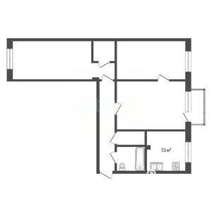 3-к квартира, вторичка, 59м2, 2/5 этаж