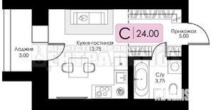 Студия квартира, вторичка, 24м2, 10/10 этаж