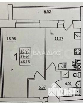 1-к квартира, вторичка, 45м2, 6/10 этаж