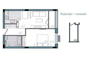 2-к квартира, строящийся дом, 44м2, 8/14 этаж
