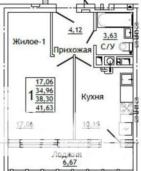 1-к квартира, строящийся дом, 42м2, 8/10 этаж