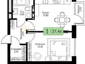 1-к квартира, вторичка, 38м2, 3/11 этаж