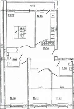 4-к квартира, вторичка, 107м2, 2/10 этаж